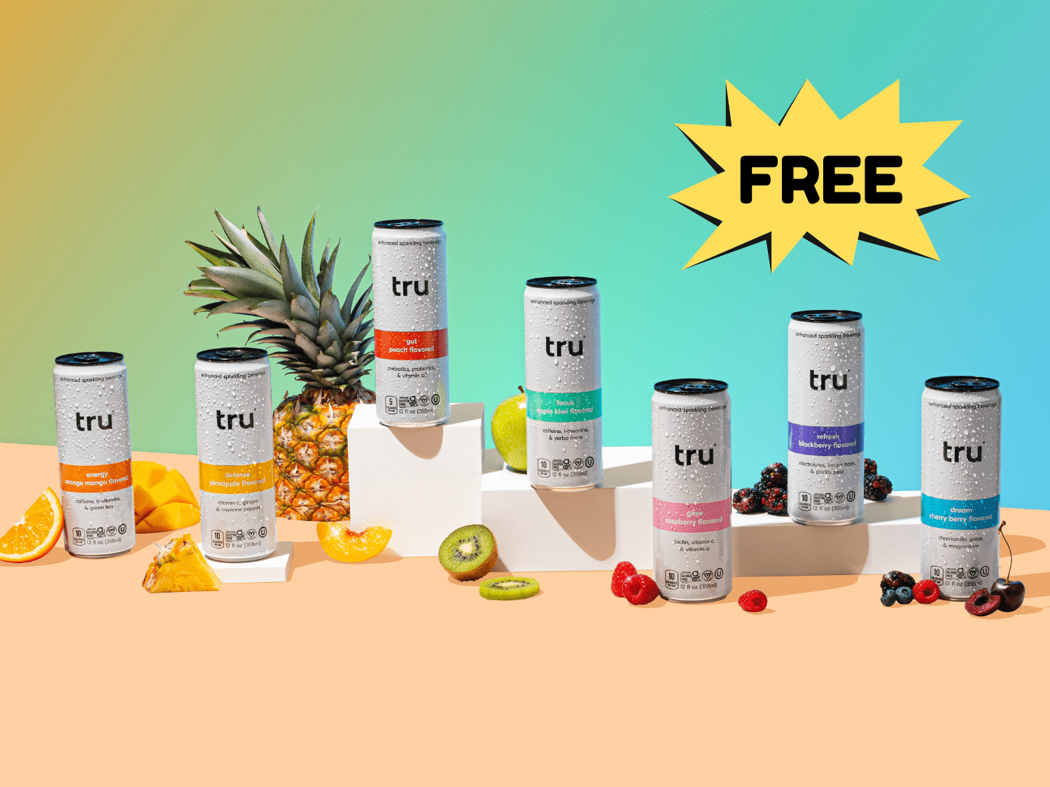 Try a Free 12-Pack of Tru Functional Sparkling Seltzer – Sip Smart & Feel Good!
