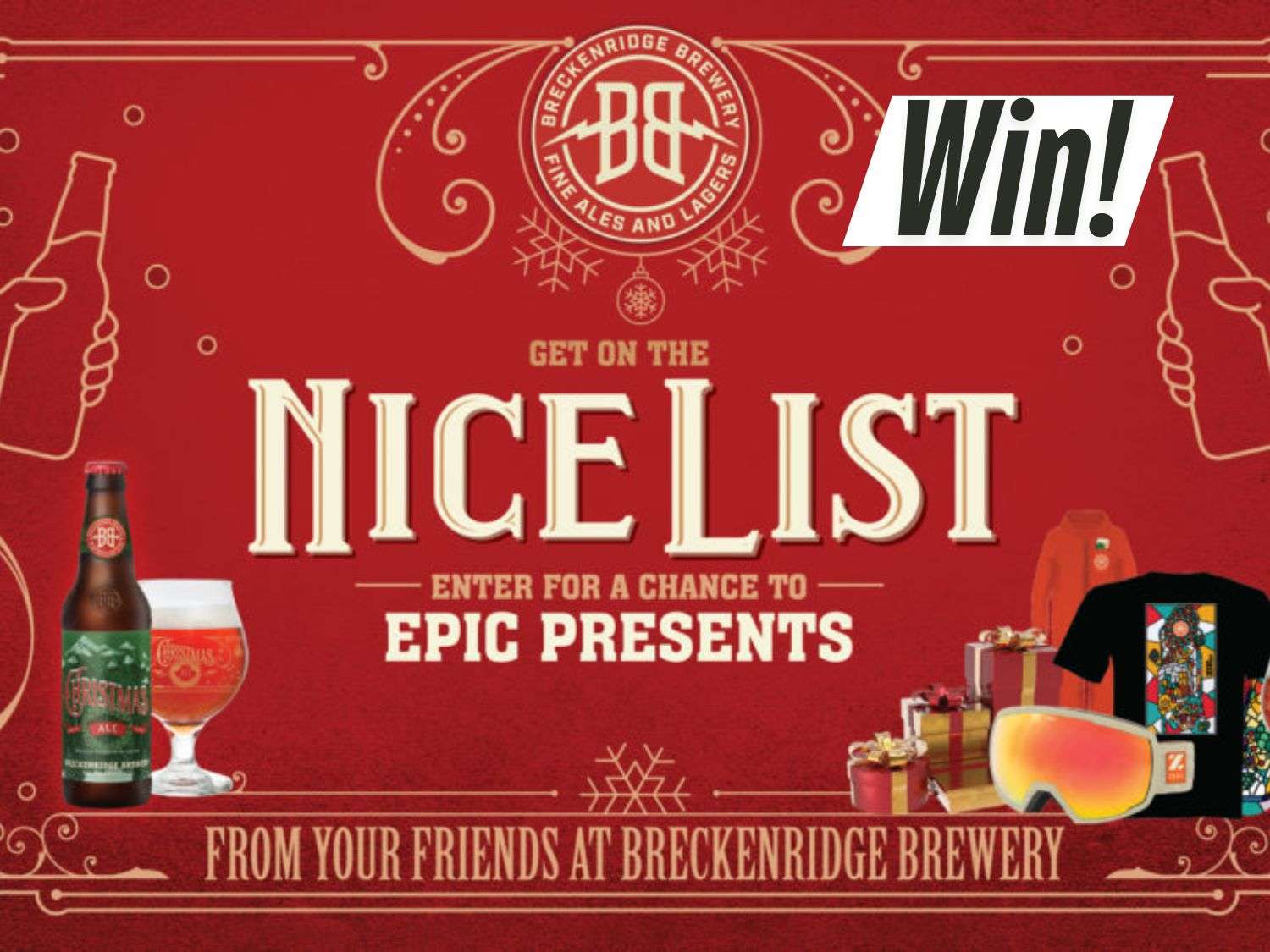 Breckenridge Brewery “Nice List” Sweepstakes – Win Snowboards, Goggles & More