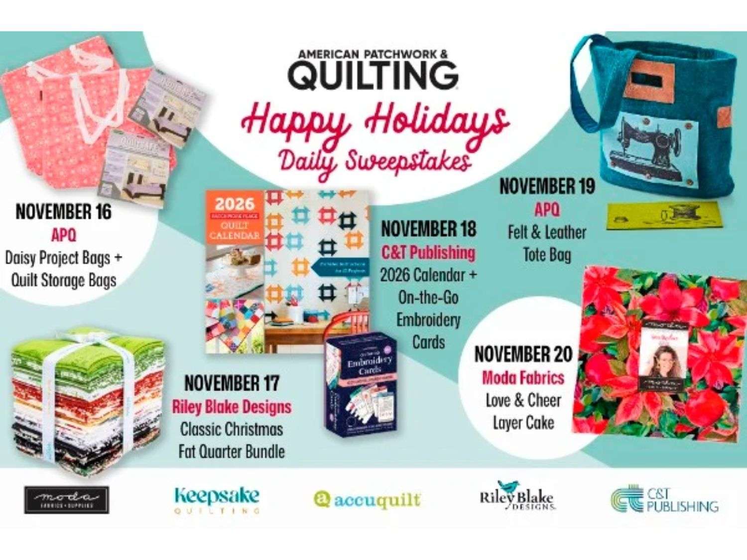 Happy Holidays Daily Sweepstakes – Win $2,200 in Quilting Prizes