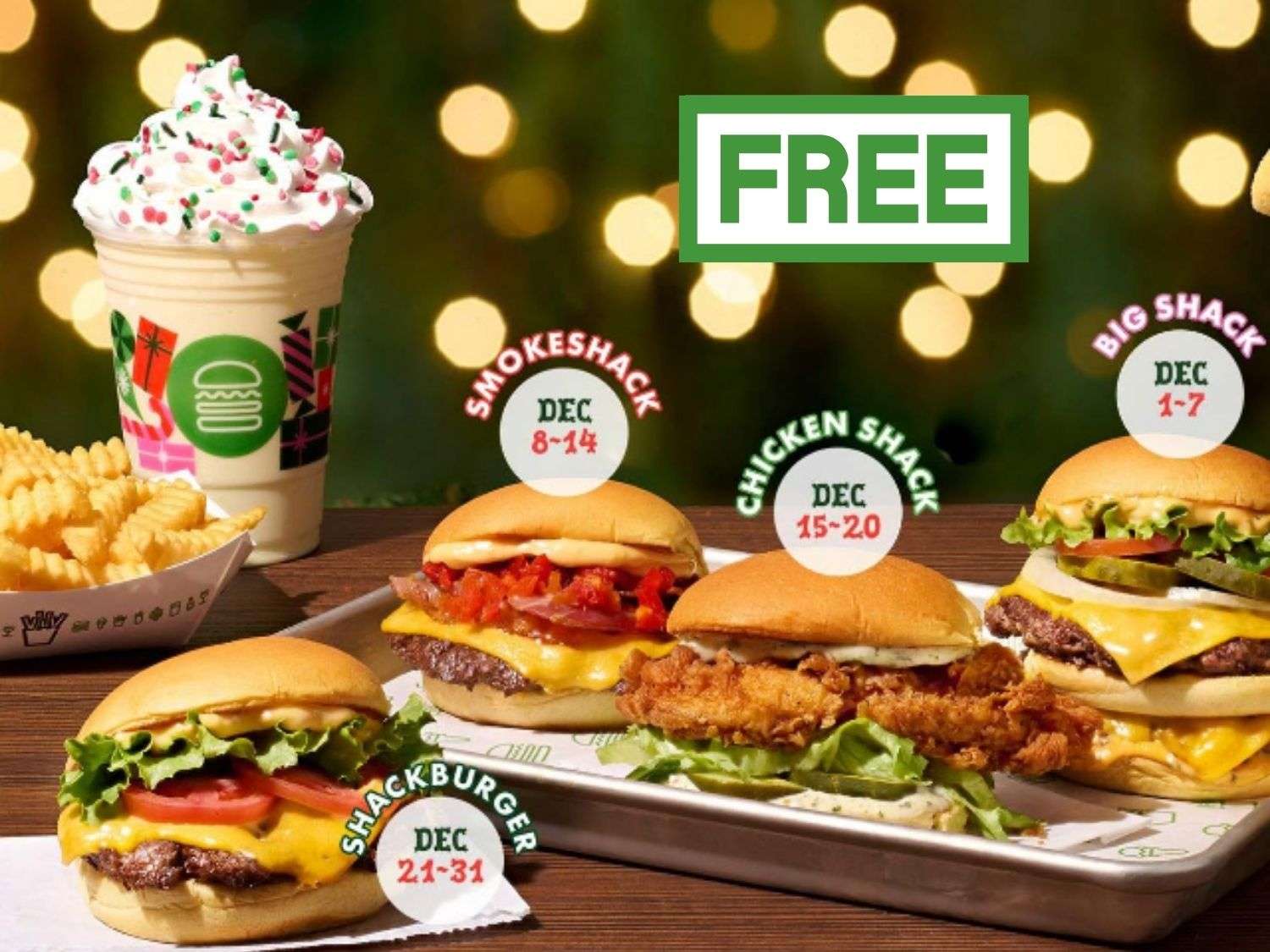 Freebies at Shake Shack through Dec. 31st