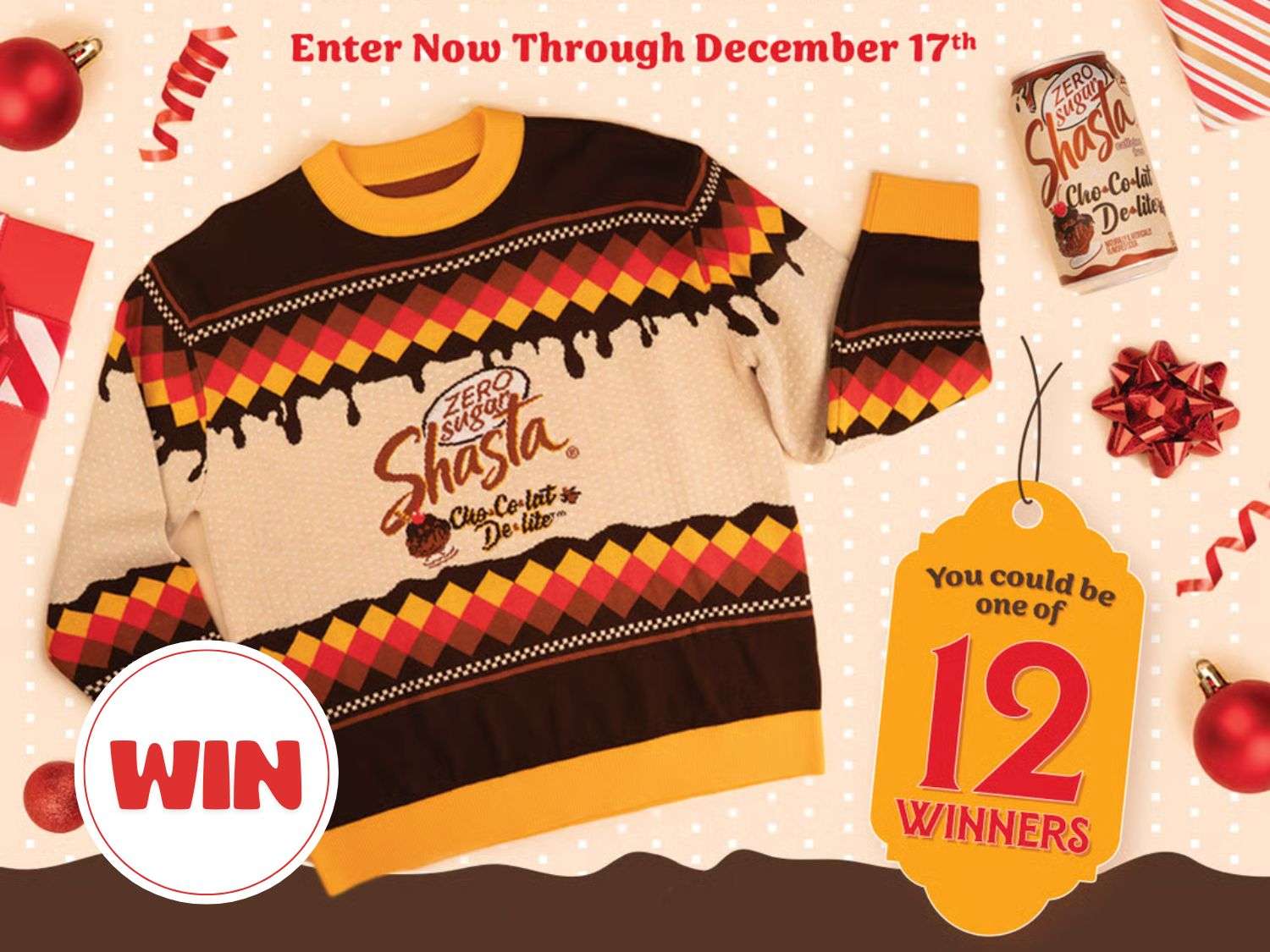 Win A Shasta Cho•Co Cheer Holiday Sweater