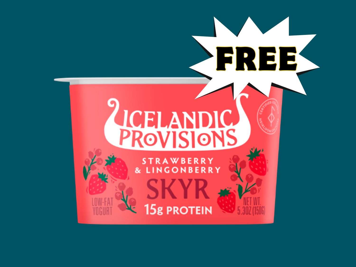 Free Icelandic Provisions Strawberry & Lingonberry Skyr