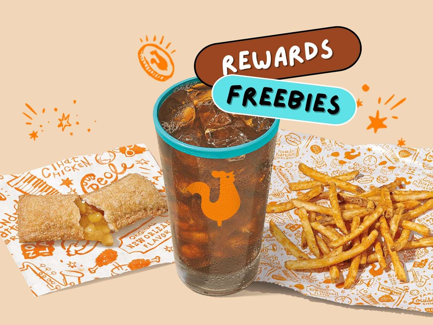 FREE Regular Side, Small Drink, or Cinnamon Apple Pie at Popeyes