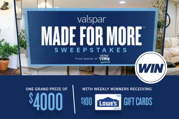 Win $4000 – Valspar Made For More Sweepstakes