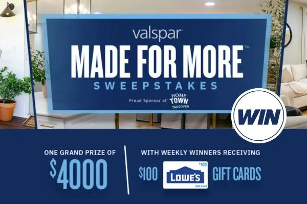 Win $4000 – Valspar Made For More Sweepstakes
