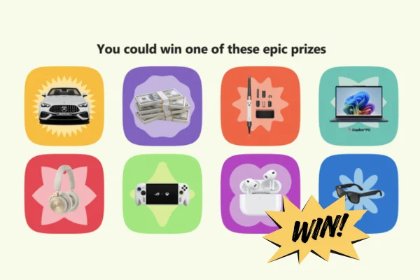 Win $1,000,000 Cash + Instant Win Laptops, Smart TVs, and More!