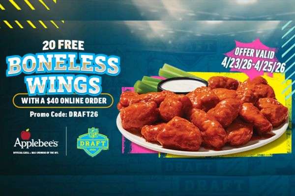Score 20 FREE Boneless Wings at Applebee’s